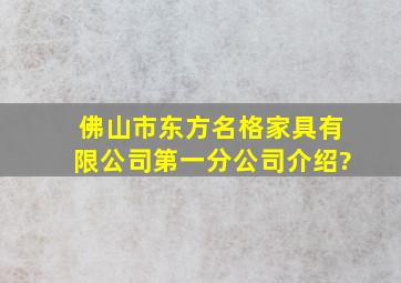 佛山市东方名格家具有限公司第一分公司介绍?