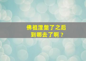 佛祖涅槃了之后到哪去了啊 ?