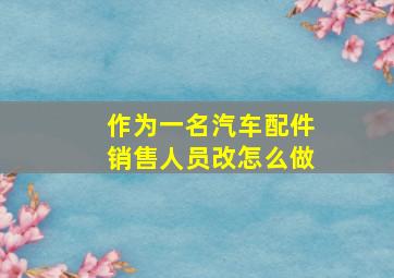 作为一名汽车配件销售人员改怎么做