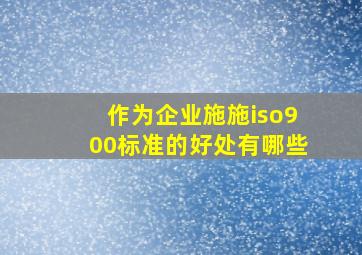 作为企业施施iso900标准的好处有哪些