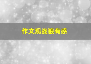 作文观《战狼》有感