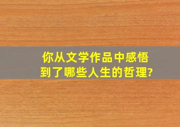 你从文学作品中感悟到了哪些人生的哲理?