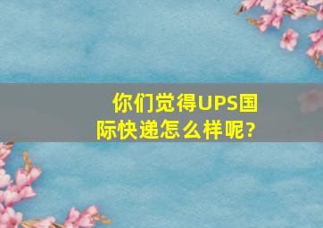 你们觉得UPS国际快递怎么样呢?