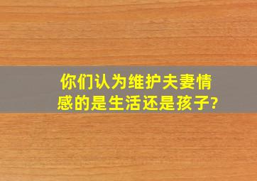 你们认为维护夫妻情感的是生活还是孩子?