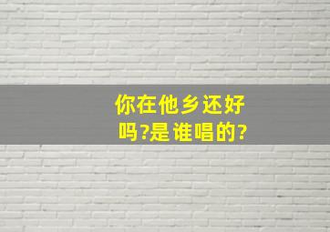 你在他乡还好吗?是谁唱的?