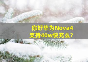 你好,华为Nova4支持40w快充么?