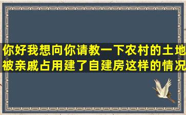 你好,我想向你请教一下。农村的土地被亲戚占用建了自建房,这样的情况怎 ...