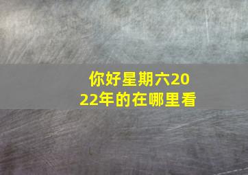 你好星期六2022年的在哪里看