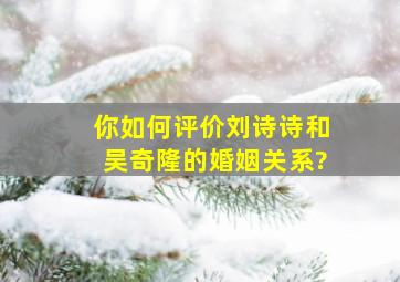 你如何评价刘诗诗和吴奇隆的婚姻关系?