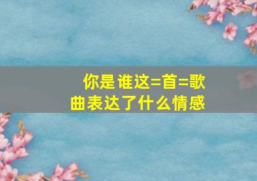 你是谁这=首=歌曲表达了什么情感(