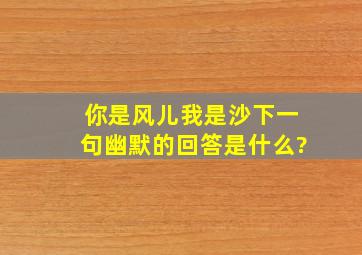 你是风儿我是沙下一句幽默的回答是什么?