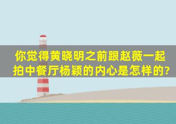 你觉得黄晓明之前跟赵薇一起拍《中餐厅》,杨颖的内心是怎样的?