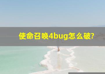 使命召唤4bug怎么破?