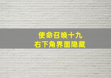 使命召唤十九右下角界面隐藏