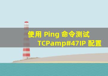 使用 Ping 命令测试 TCP/IP 配置