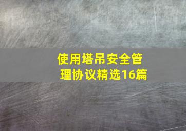 使用塔吊安全管理协议(精选16篇)