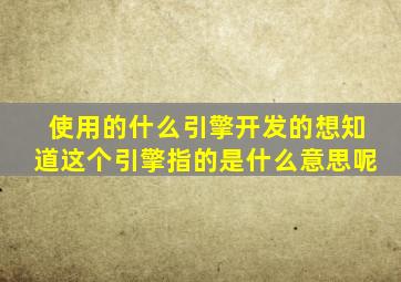 使用的什么引擎开发的想知道这个引擎指的是什么意思呢(