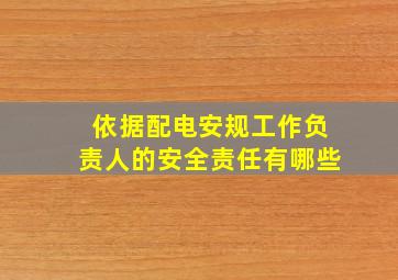 依据配电安规工作负责人的安全责任有哪些