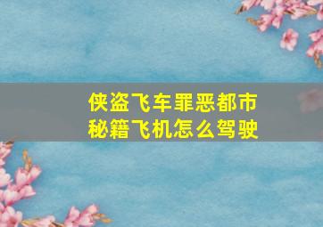 侠盗飞车罪恶都市秘籍飞机怎么驾驶