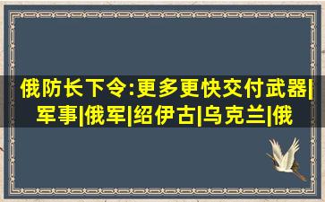 俄防长下令:更多更快交付武器|军事|俄军|绍伊古|乌克兰|俄罗斯...