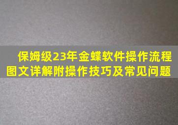 保姆级23年金蝶软件操作流程,图文详解,附操作技巧及常见问题 