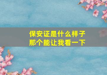 保安证是什么样子那个能让我看一下