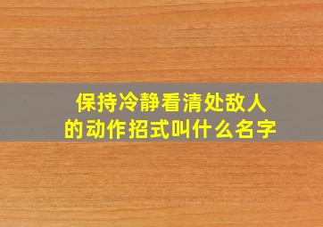 保持冷静看清处敌人的动作招式叫什么名字