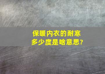 保暖内衣的耐寒多少度,是啥意思?