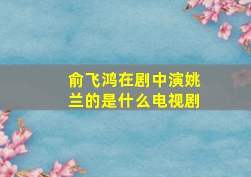 俞飞鸿在剧中演姚兰的是什么电视剧