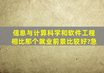 信息与计算科学和软件工程相比那个就业前景比较好?急