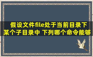 假设文件file处于当前目录下某个子目录中, 下列哪个命令能够得到其...