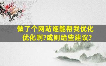 做了个网站,谁能帮我优化优化啊?或则给些建议?