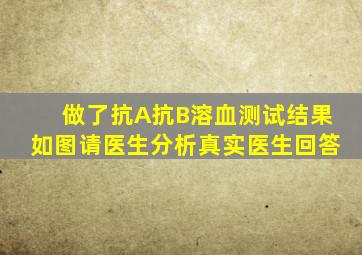 做了抗A抗B溶血测试结果如图请医生分析真实医生回答