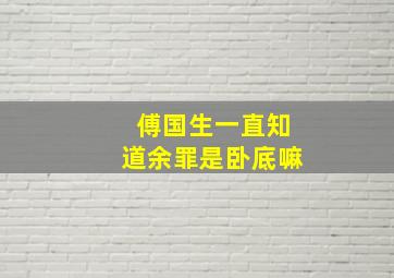 傅国生一直知道余罪是卧底嘛