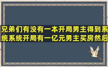 兄弟们有没有一本开局男主得到系统,系统开局有一亿元,男主买房,然后...