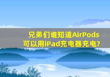 兄弟们谁知道AirPods可以用iPad充电器充电?