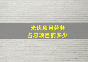 光伏项目劳务占总项目的多少