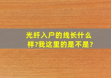 光纤入户的线长什么样?我这里的是不是?