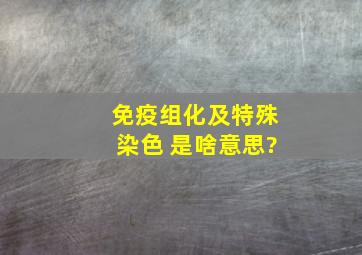 免疫组化及特殊染色 是啥意思?