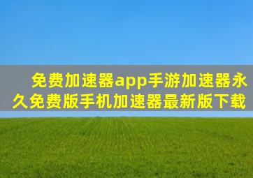 免费加速器app手游加速器永久免费版手机加速器最新版下载