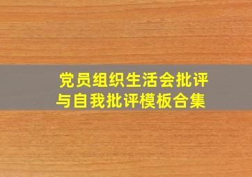 党员组织生活会批评与自我批评模板合集 