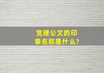 党建公文的印章名称是什么?