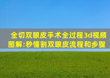 全切双眼皮手术全过程3d视频图解:秒懂割双眼皮流程和步骤