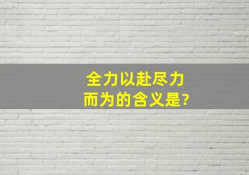 全力以赴,尽力而为的含义是?