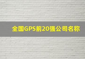 全国GPS前20强公司名称