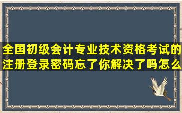 全国初级会计专业技术资格考试的注册登录密码忘了你解决了吗,怎么...