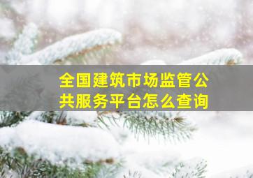 全国建筑市场监管公共服务平台怎么查询