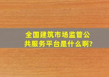 全国建筑市场监管公共服务平台是什么啊?