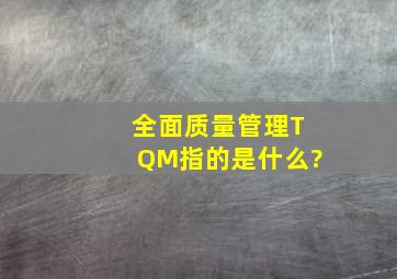 全面质量管理(TQM)指的是什么?