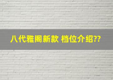 八代雅阁新款 档位介绍??